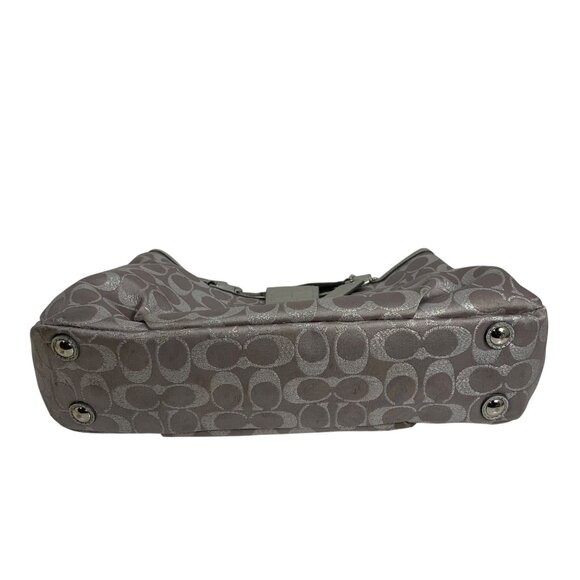 Coach Lynn Soho Signature C Jacquard Tote Bag Purse Metallic Silver F18912 + Fob - Picture 9 of 16